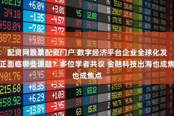 配资网股票配资门户 数字经济平台企业全球化发展正面临哪些课题？多位学者共议 金融科技出海也成焦点